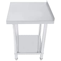 Los mejores  - 2FT-3FT-4FT - Mesa de trabajo de cocina de acero inoxidable- mesa de trabajo profesional con borde en 2 estantes- mesa…